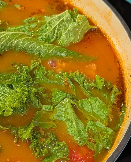 Chickpea Stew With Orzo and Mustard Greens