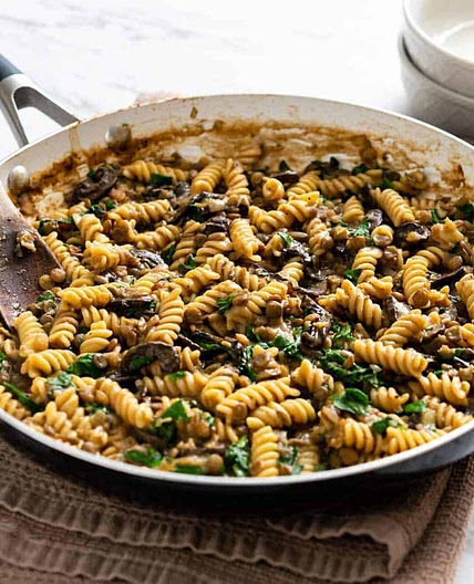 One-Pot Lentil Mushroom Pasta