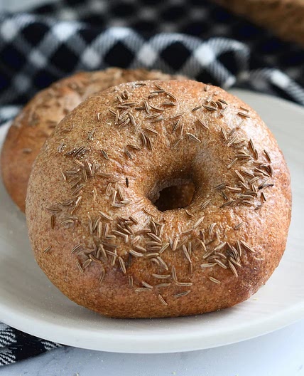 Sourdough Rye Bagels with Caraway Seeds