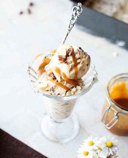 Roasted Pecan Ice Cream with Salted Caramel Swirls