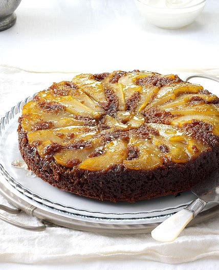 Upside-Down Pear Gingerbread Cake