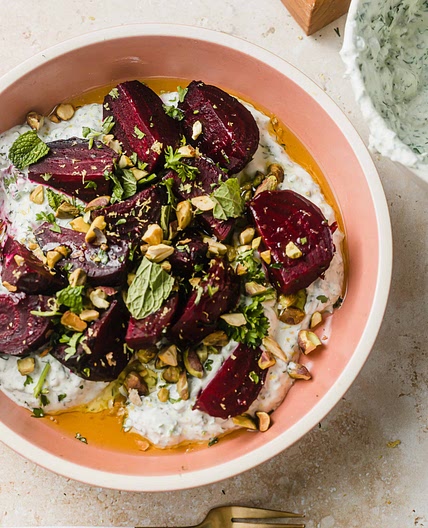 Roasted Beets with Herb Yogurt and Pistachios Recipe