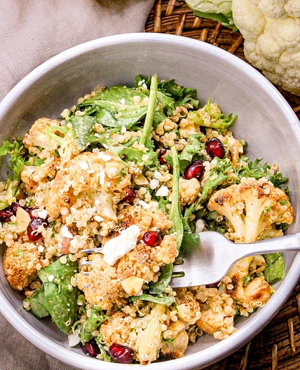 Quinoa and Roasted Cauliflower Salad with Lemon-Tahini Dressing Recipe