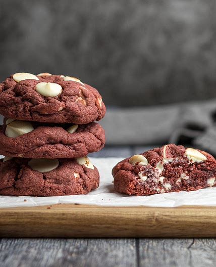 White Chocolate Red Velvet Cookies