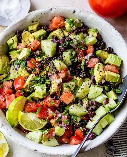 Black Bean, Avocado, Cucumber and Tomato Salad