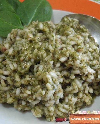 Risotto con spinaci e speck