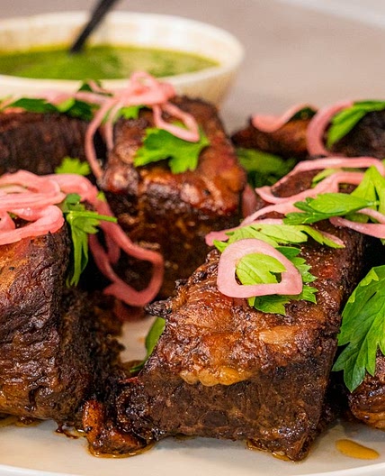 Braised beef ribs with salsa verde