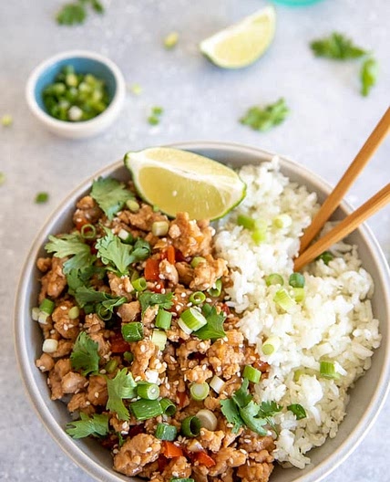 Asian Ground Turkey Rice Bowls