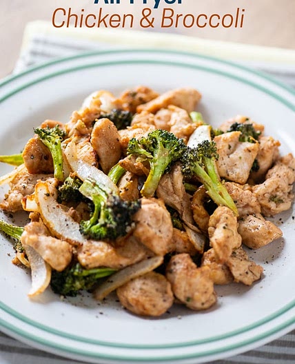 Air Fryer Chicken, Broccoli, and Onions