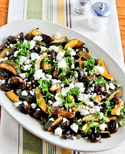 Roasted Zucchini and Mushrooms with Feta