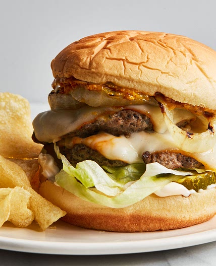 Double-Stack Mushroom and Chicken Cheeseburgers