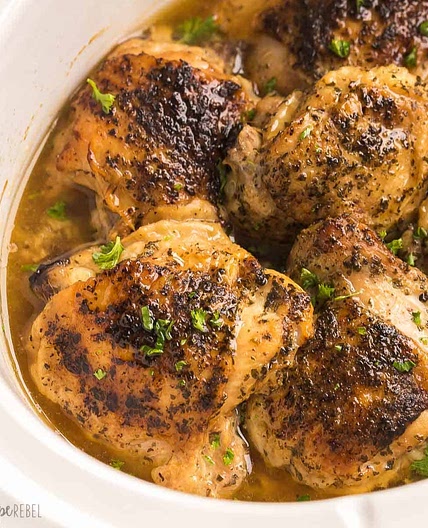 Perfectly Juicy Slow Cooker Chicken Thighs