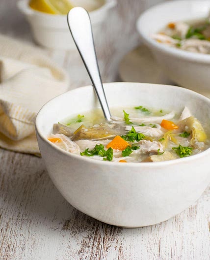Slow Cooker Lemon Chicken Artichoke Soup