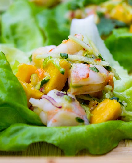 Shrimp Lettuce Wrap with Mango Slaw Recipe