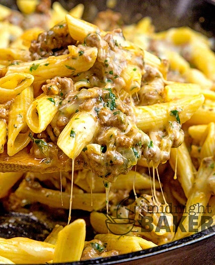 Cheesy Ground Beef Pasta Skillet