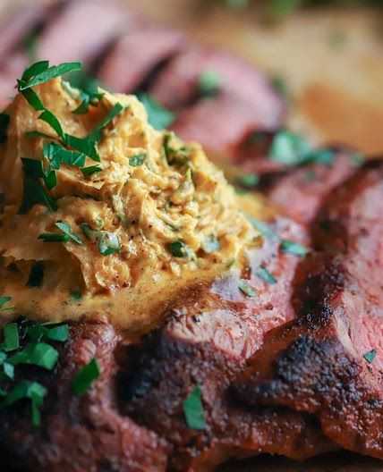 Smoked Tri Tip with Chili Butter