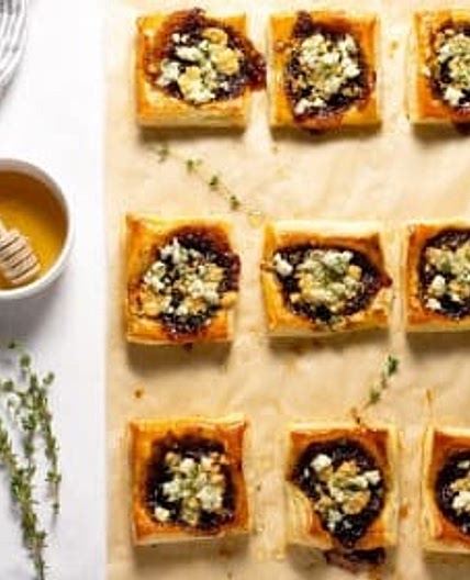 Caramelized Onion & Blue Cheese Puff Pastry Tarts