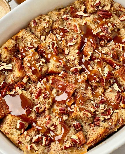 Vegan Bread Pudding with Butterscotch Sauce