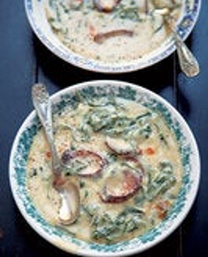 Collard Greens, Cornmeal, and Sausage Soup (Sopa de Fubà)