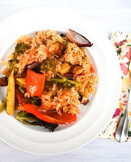 Chinese Sweet & Sour Tofu Rice Bake