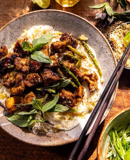 Thai Basil Chicken and Garlic Butter Noodles