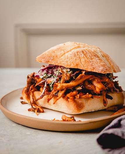 Crispy BBQ Pulled Mushroom Sandwiches