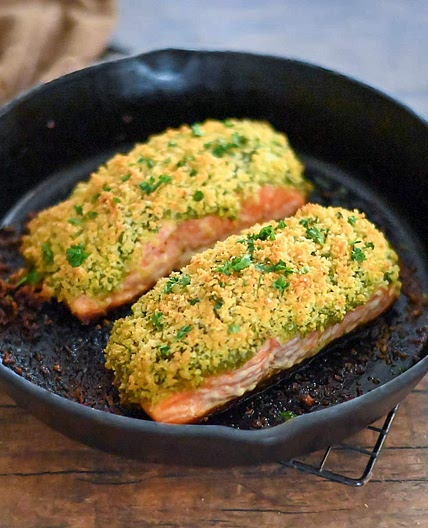 Pesto Crusted Salmon with Panko