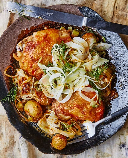 One-Skillet Crispy Chicken Thighs With Harissa