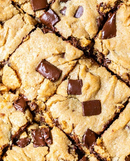 Gluten Free Peanut Butter Blondies with Chocolate Chips