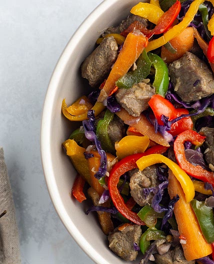 Peppered Goat Meat Warm Salad