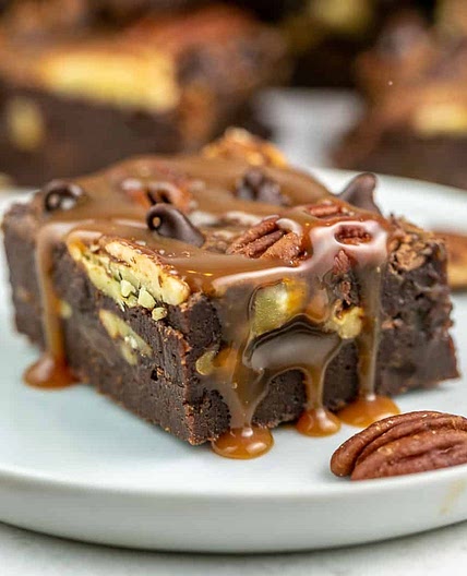 Caramel Pecan Turtle Brownies