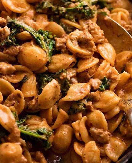 Orecchiette Sausage Pasta in Creamy Tomato Sauce