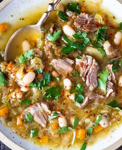 Brothy Leek, Lamb and Cabbage Soup ( Instapot)