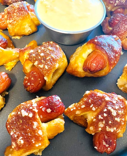 Mini Pretzel Dogs with Beer Cheese