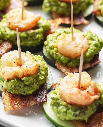 Keto Shrimp Guacamole Bacon Appetizers