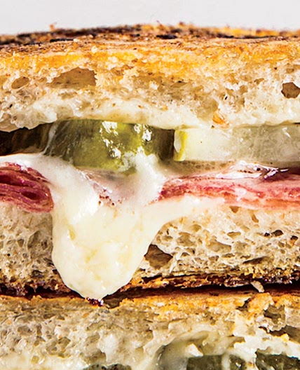 Salami and Pickle Grilled Cheese Sandwich