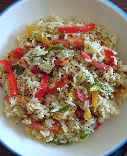 Rice with bacon and peppers