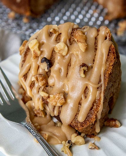 Fresh Apple Cake with Brown Sugar Praline Glaze
