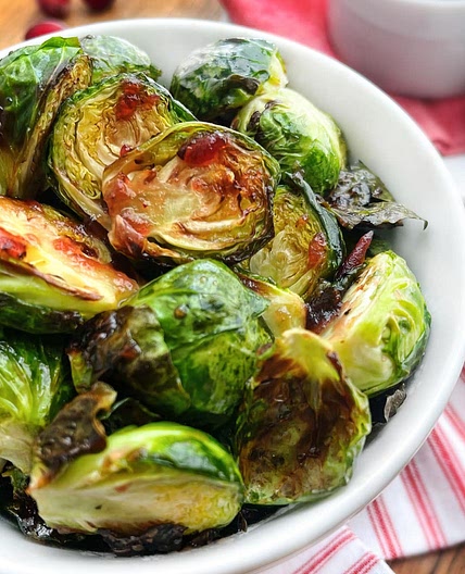 Crispy Air Fryer Brussels Sprouts with Cranberry Glaze