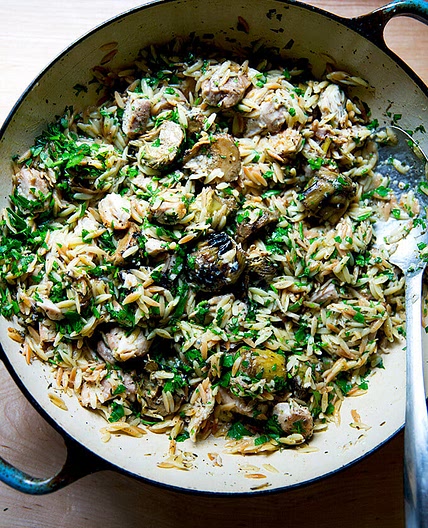 One-Pan Lemon Orzo Chicken with Artichoke Hearts