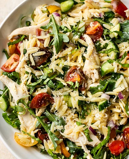 Lemon Orzo Salad with Chicken
