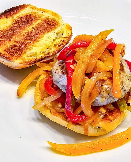 Italian Sausage, Peppers and Onions Sandwich