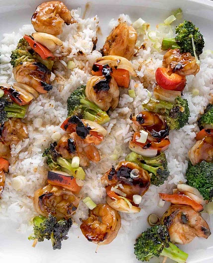 Grilled Asian Style Shrimp and Broccoli