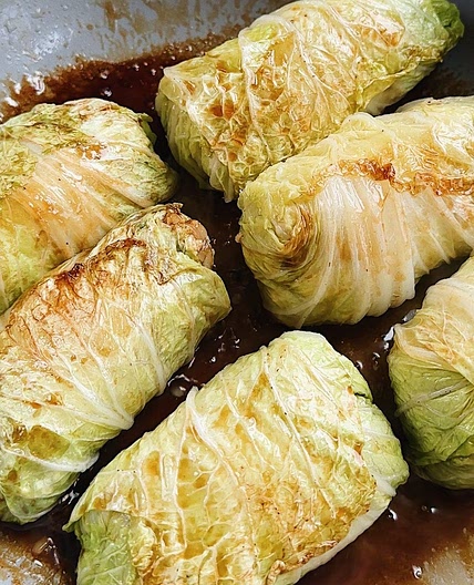 Tofu Stuffed Cabbage Rolls with Dipping Sauce