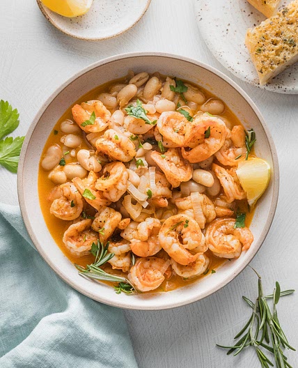 Lemony Shrimp and Bean Stew