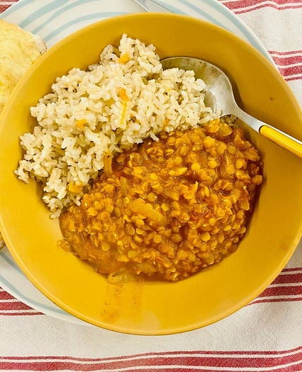 Simple Vegan Red Lentil Tomato Dahl