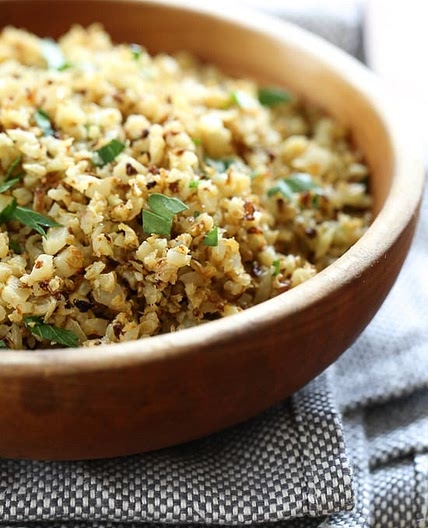 Roasted Cauliflower "Rice" with Garlic and Lemon