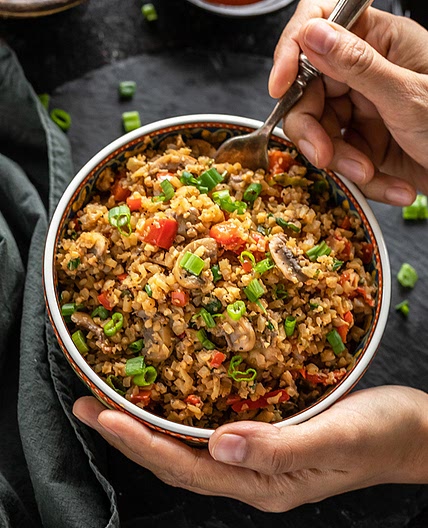 Mushroom Cauliflower Fried "Rice"