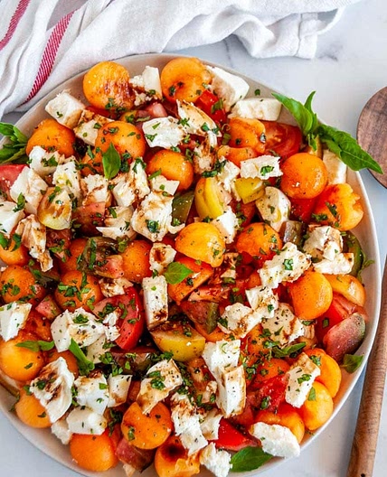 Cantaloupe Caprese Salad