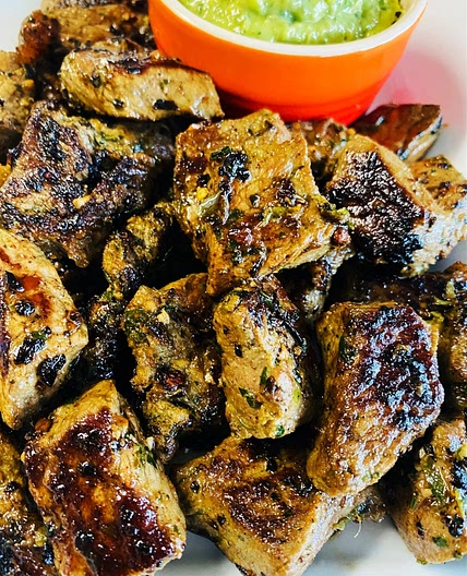 Steak Bites with Avocado Chimichurri